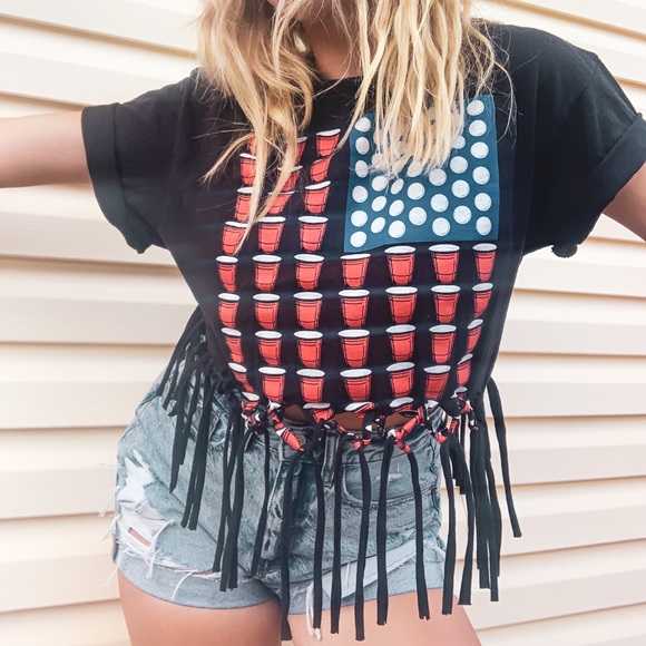 Custom Tied ‘Merica T Shirt - Picture 1 of 3